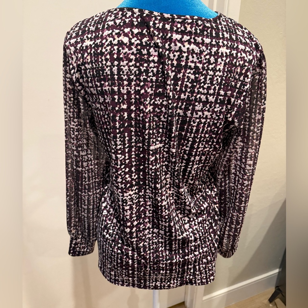 Calvin Klein Women's Purple, Black and White Blouse - Picture 2 of 4